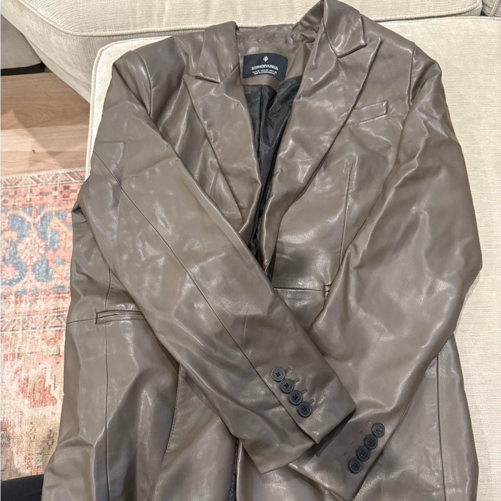 Stadivarius brown Faux Leather Blazer